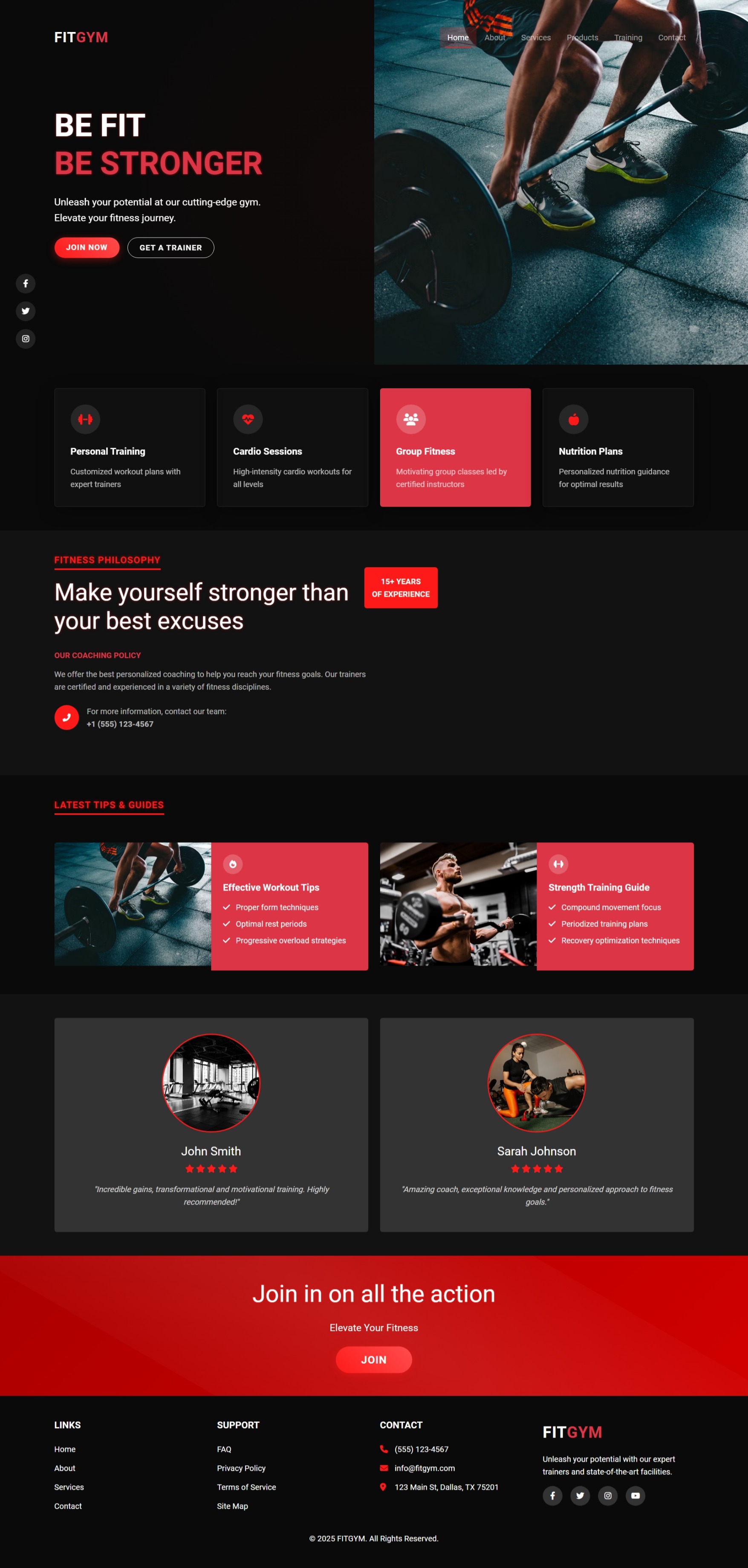 موقع FitGym للنادي الرياضي — شاشة 1