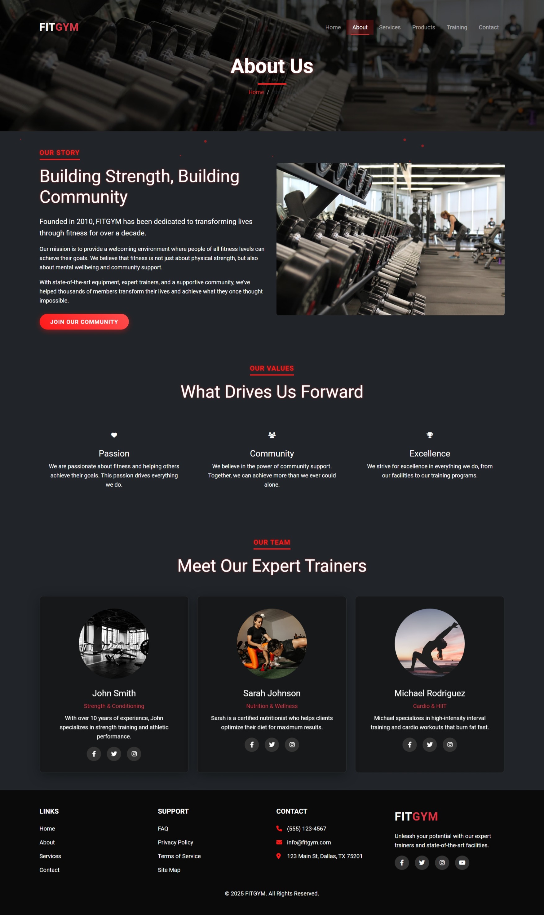 موقع FitGym للنادي الرياضي — شاشة 2