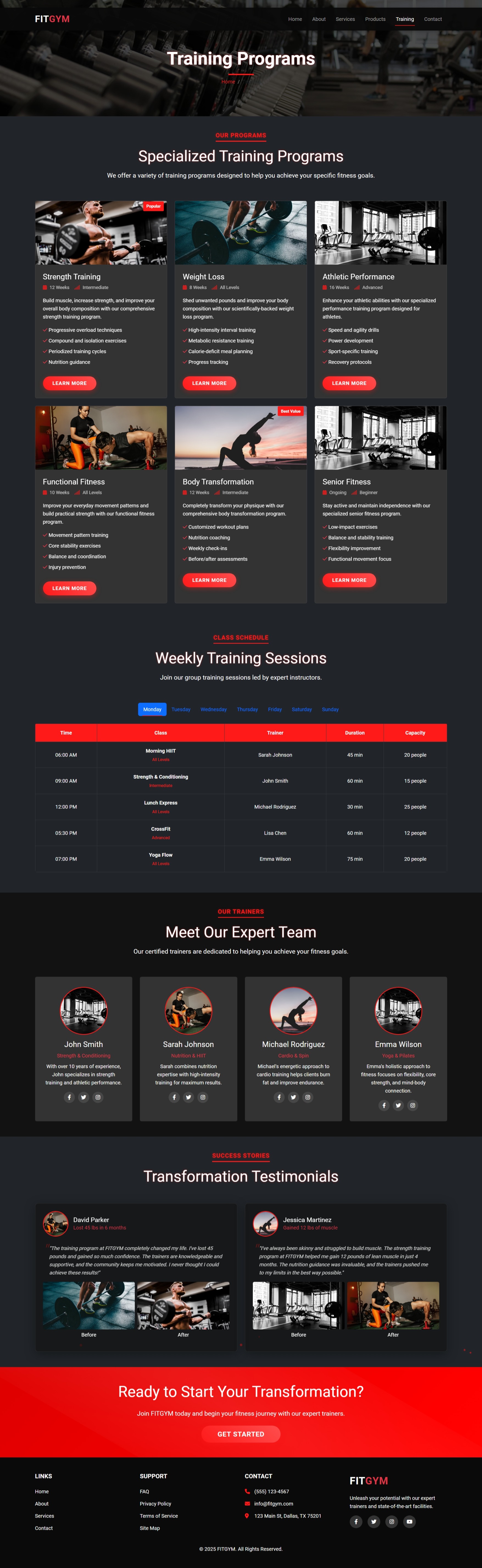 موقع FitGym للنادي الرياضي — شاشة 3